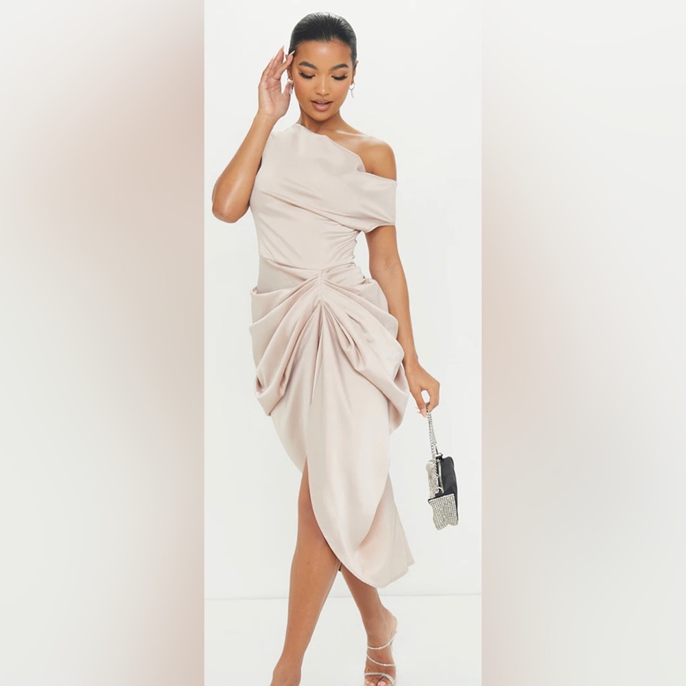 Ruched off the shoulder dress